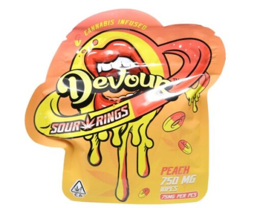 Devour Edibles (750mg) Sour Rings – Peach