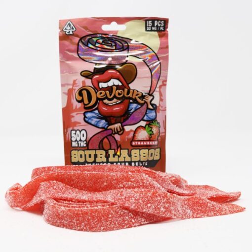 Devour 500mg Sour Lassos – Strawberry